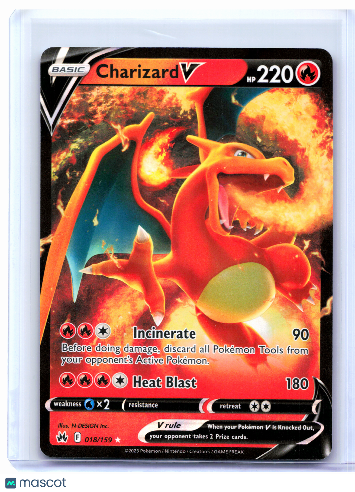 2023 Pokemon—Charizard V #018/159 Crown Zenith—Ultra Rare Holo