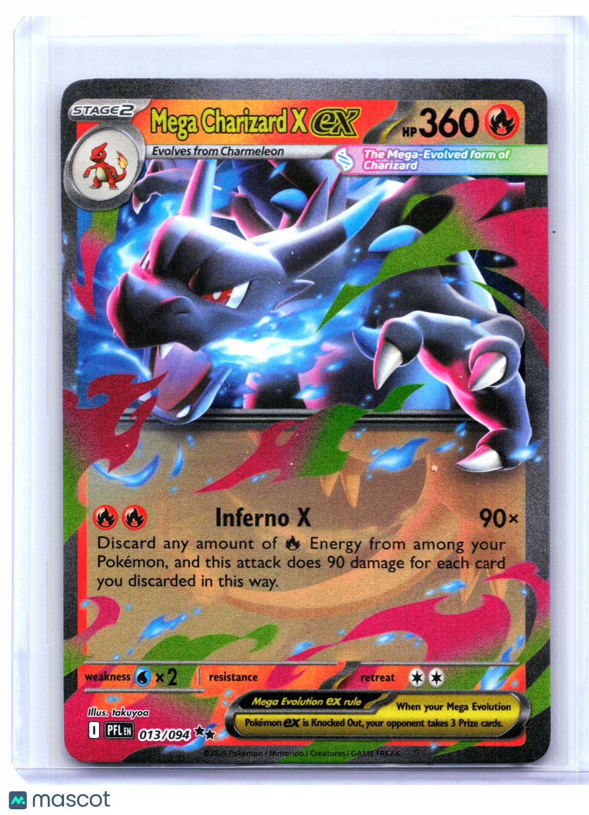 2025 Pokemon—Mega Charizard X ex #013/094 Phantasmal Flames—Double Rare [LP]