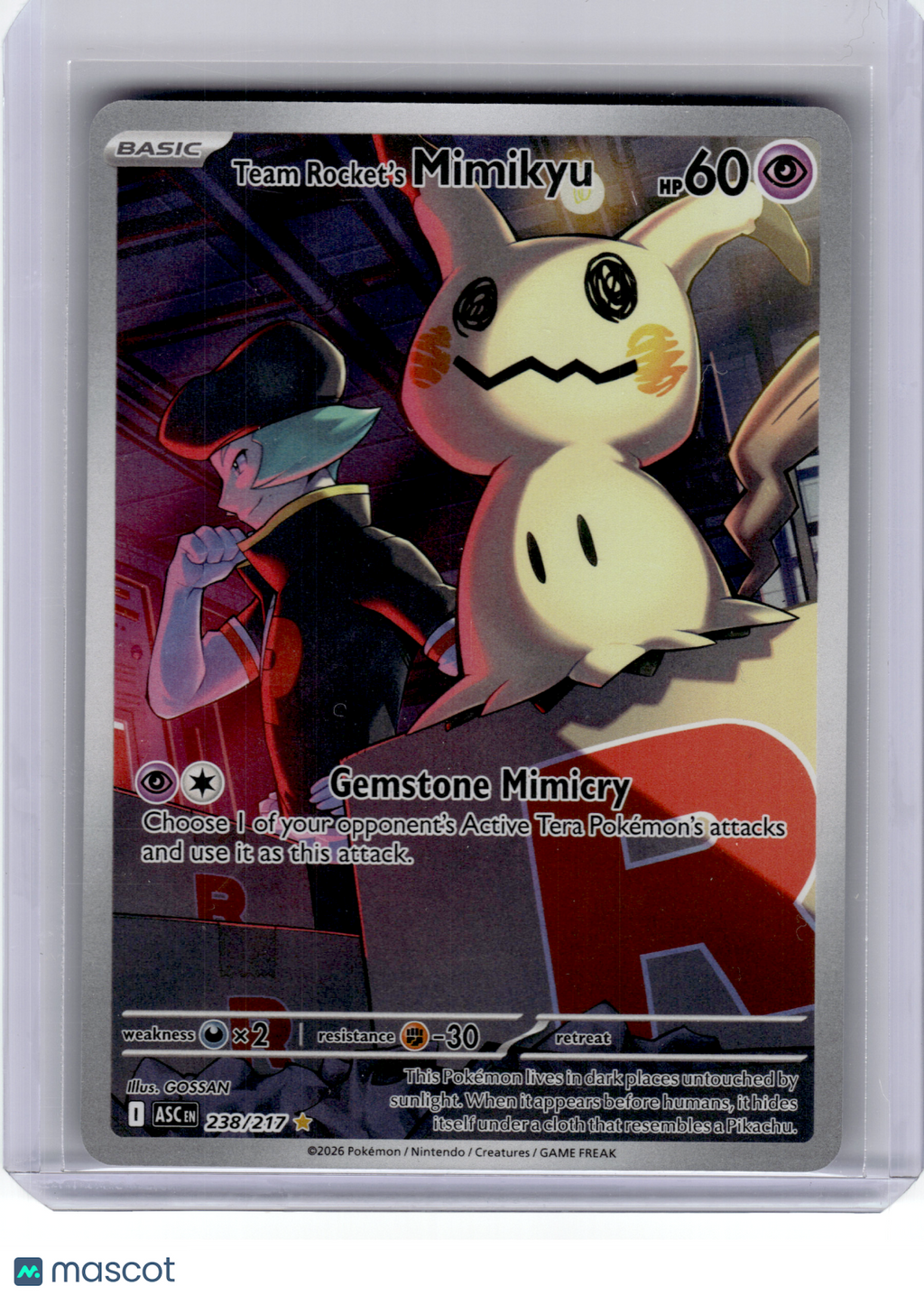 2026 Pokemon—Team Rocket's Mimikyu #238 Ascended Heroes—Illustration Rare Holo