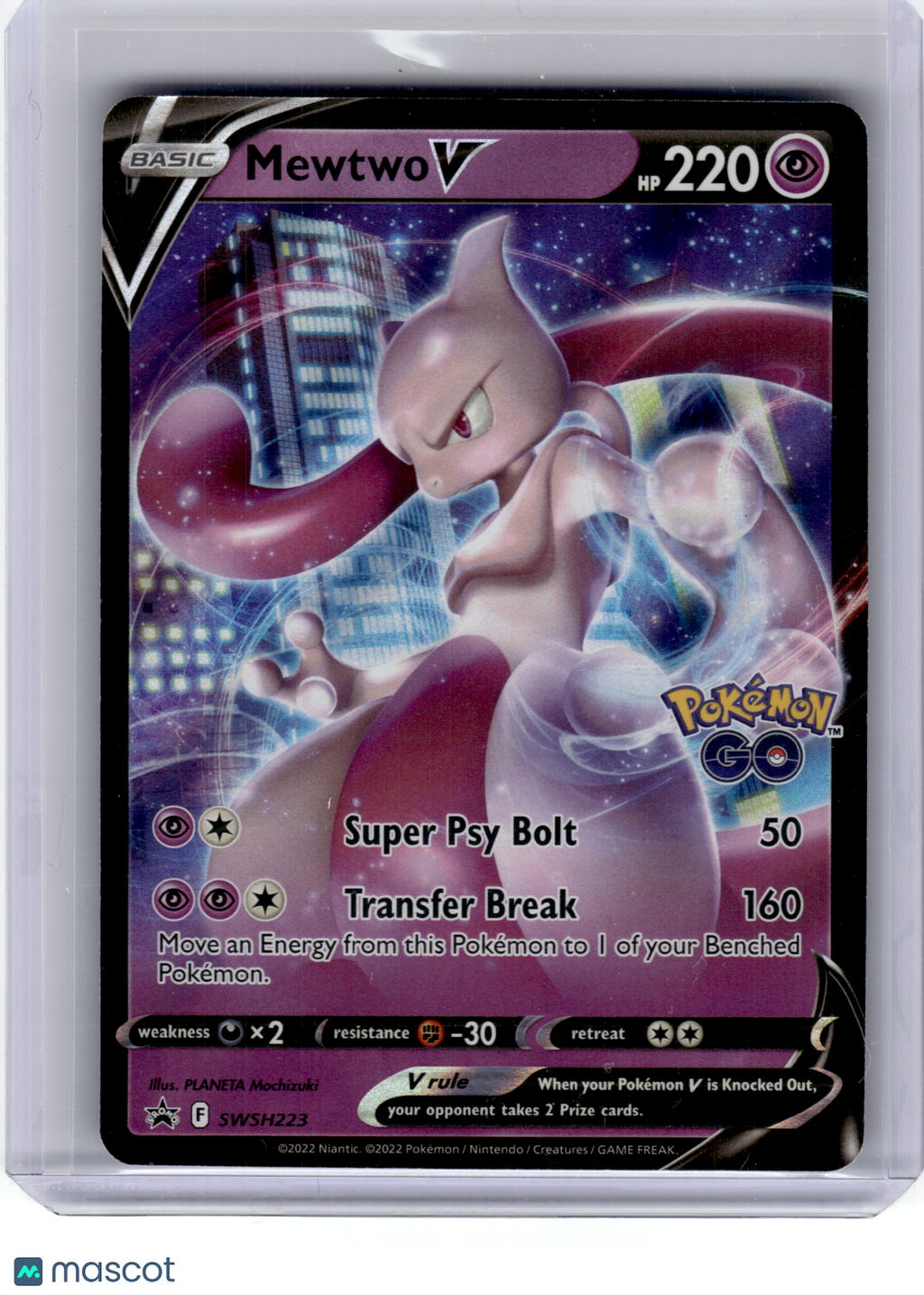 2022 Pokemon—Mewtwo V #SWSH223 Sword & Shield—Black Star Promo Holo [MP]