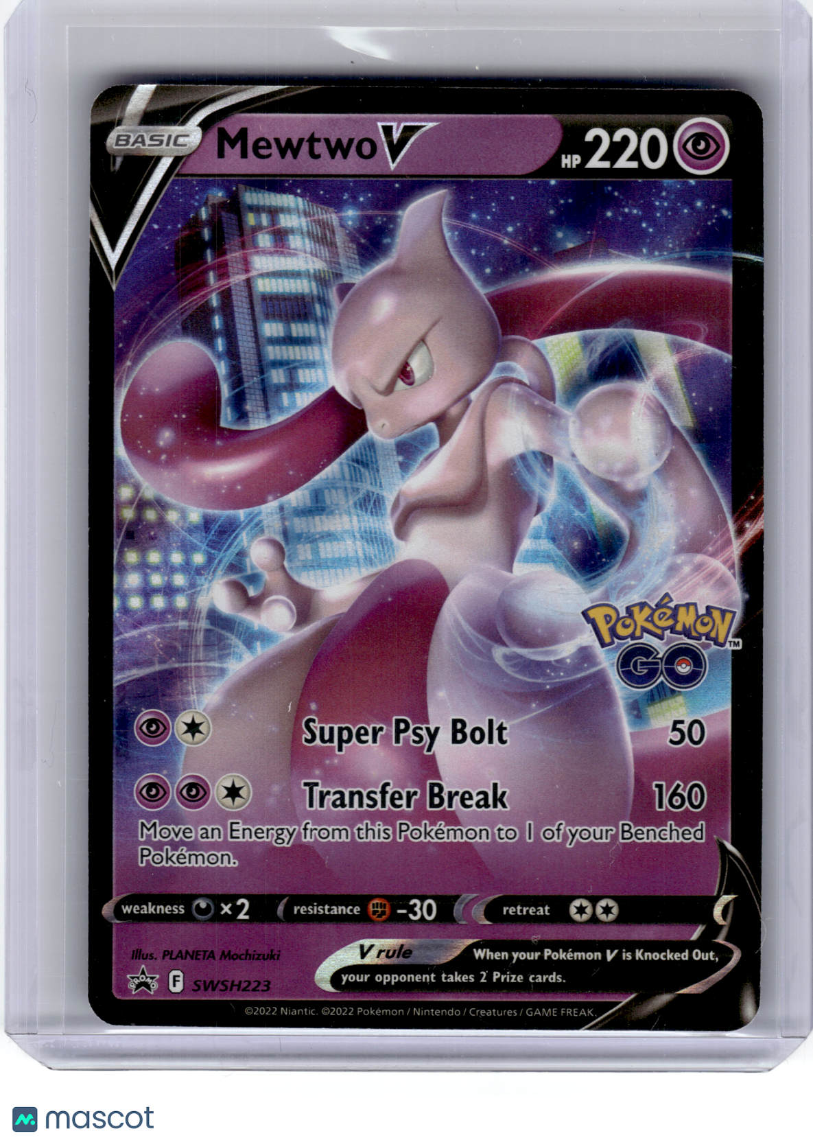 2022 Pokemon—Mewtwo V #SWSH223 Sword & Shield—Black Star Promo Holo [MP]