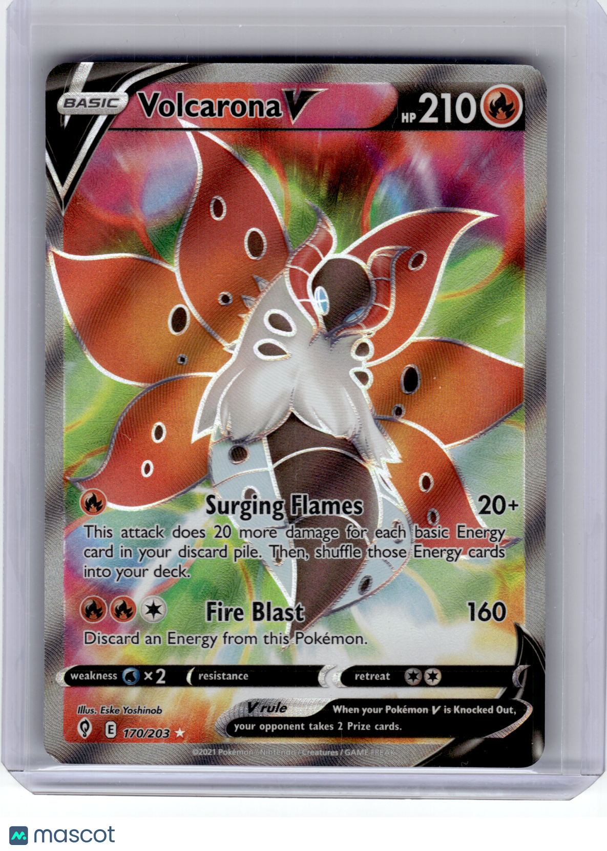 2021 Pokemon—Volcarona V #170 Evolving Skies—Ultra Rare Holo [Lightly Played]