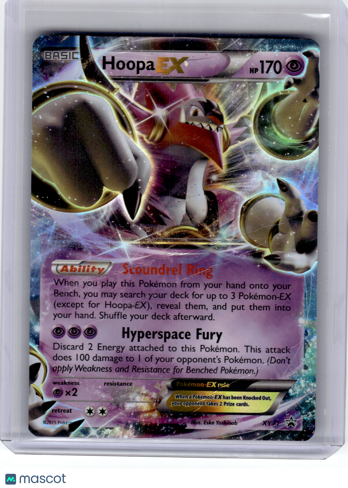 2015 Pokemon—Hoopa EX #XY71 XY—Black Star Promo Holo [Damage]
