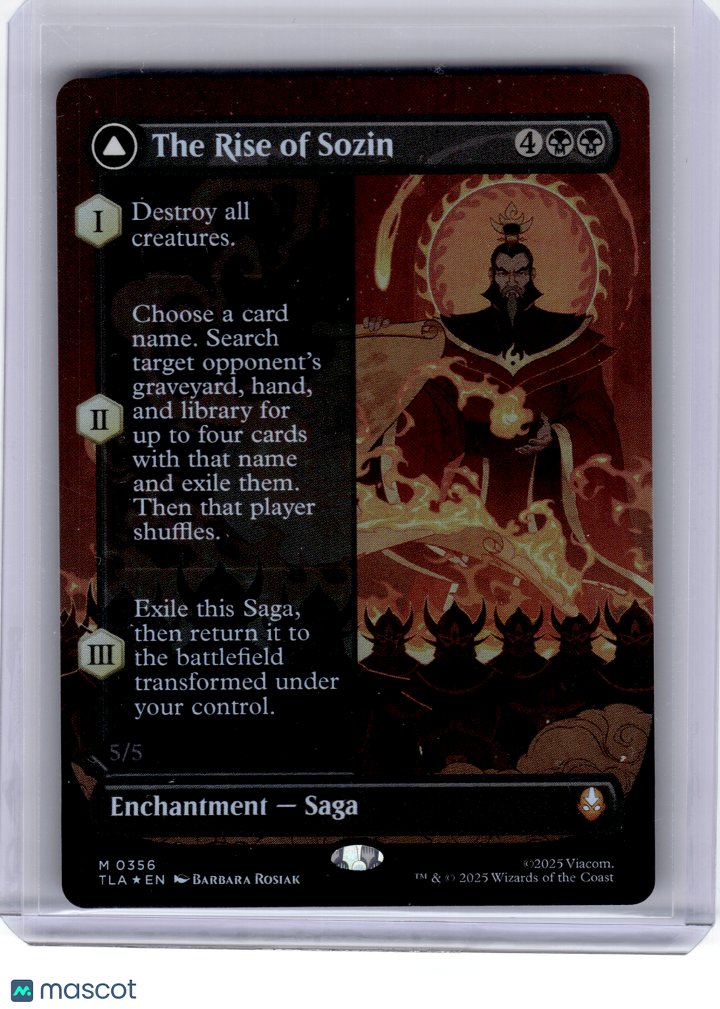 2025 Magic: The Gathering—Fire Lord Sozin #356 TLA—Mythic Foil (Boarderless)
