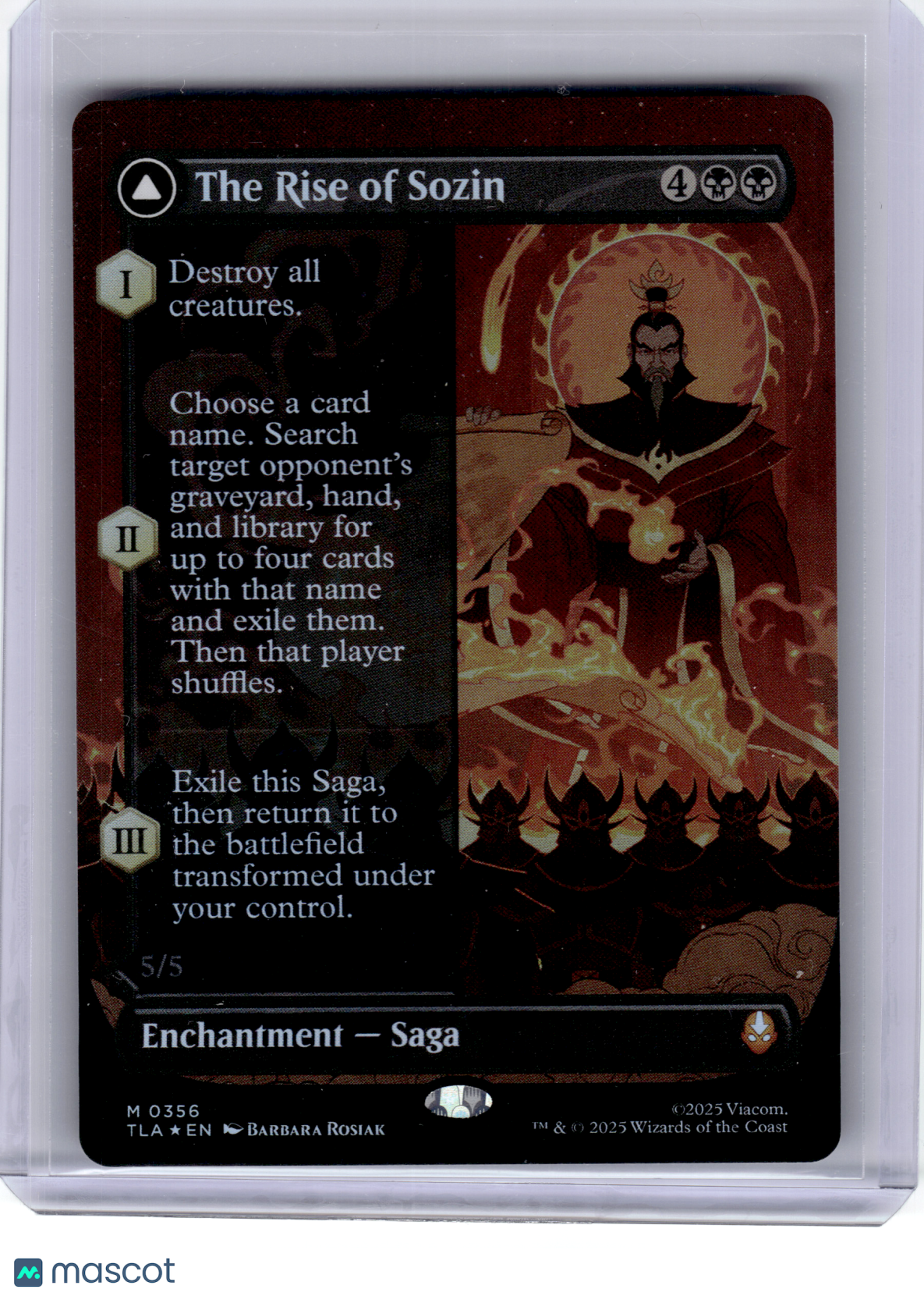 2025 Magic: The Gathering—Fire Lord Sozin #356 TLA—Mythic Foil (Boarderless)
