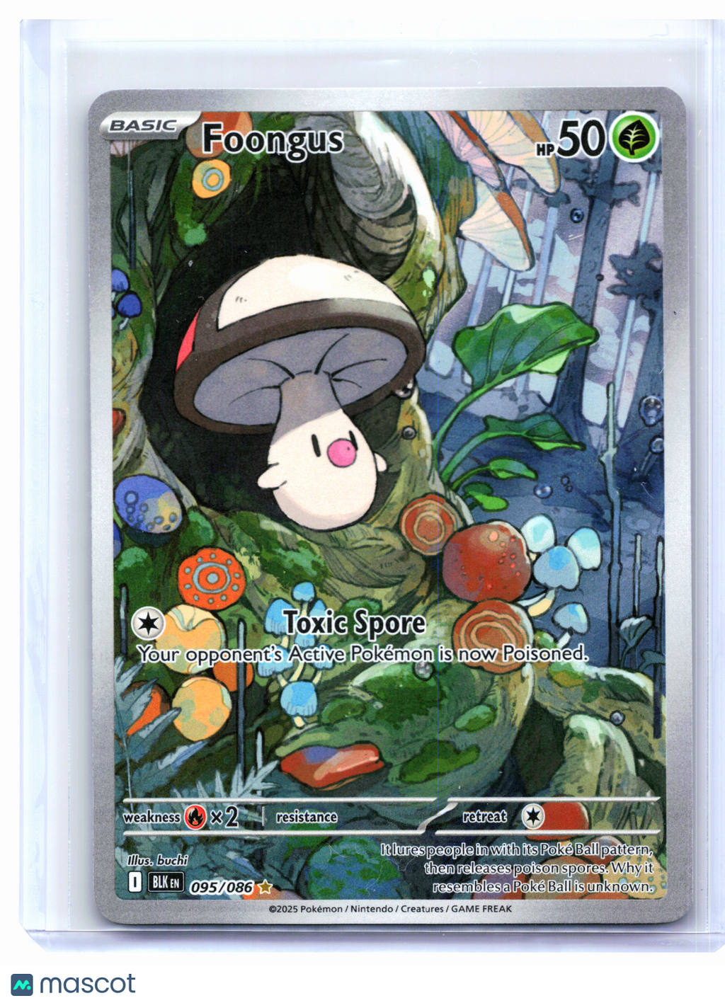 2025 Pokemon—Foongus #095/086 Black Bolt—Illustration Rare Holo [Lightly Played]