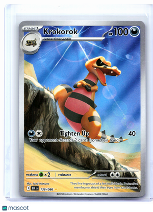 2025 Pokemon—Krokorok #136/086 Black Bolt—Illustration Rare Holo [LP]