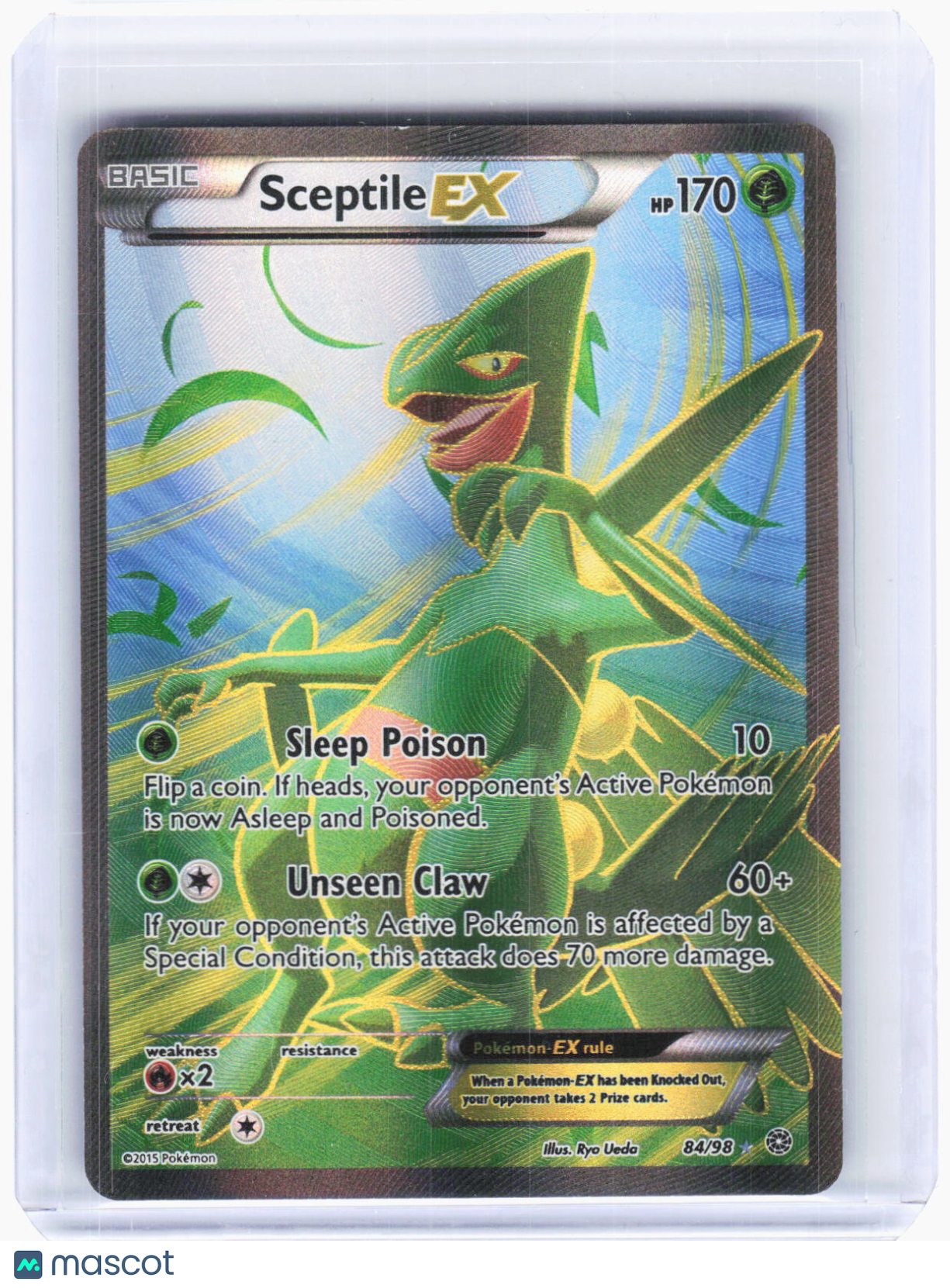 2015 Pokemon—Sceptile EX (Full Art) #84/98 Ancient Origins—Ultra Rare Foil (DMG)