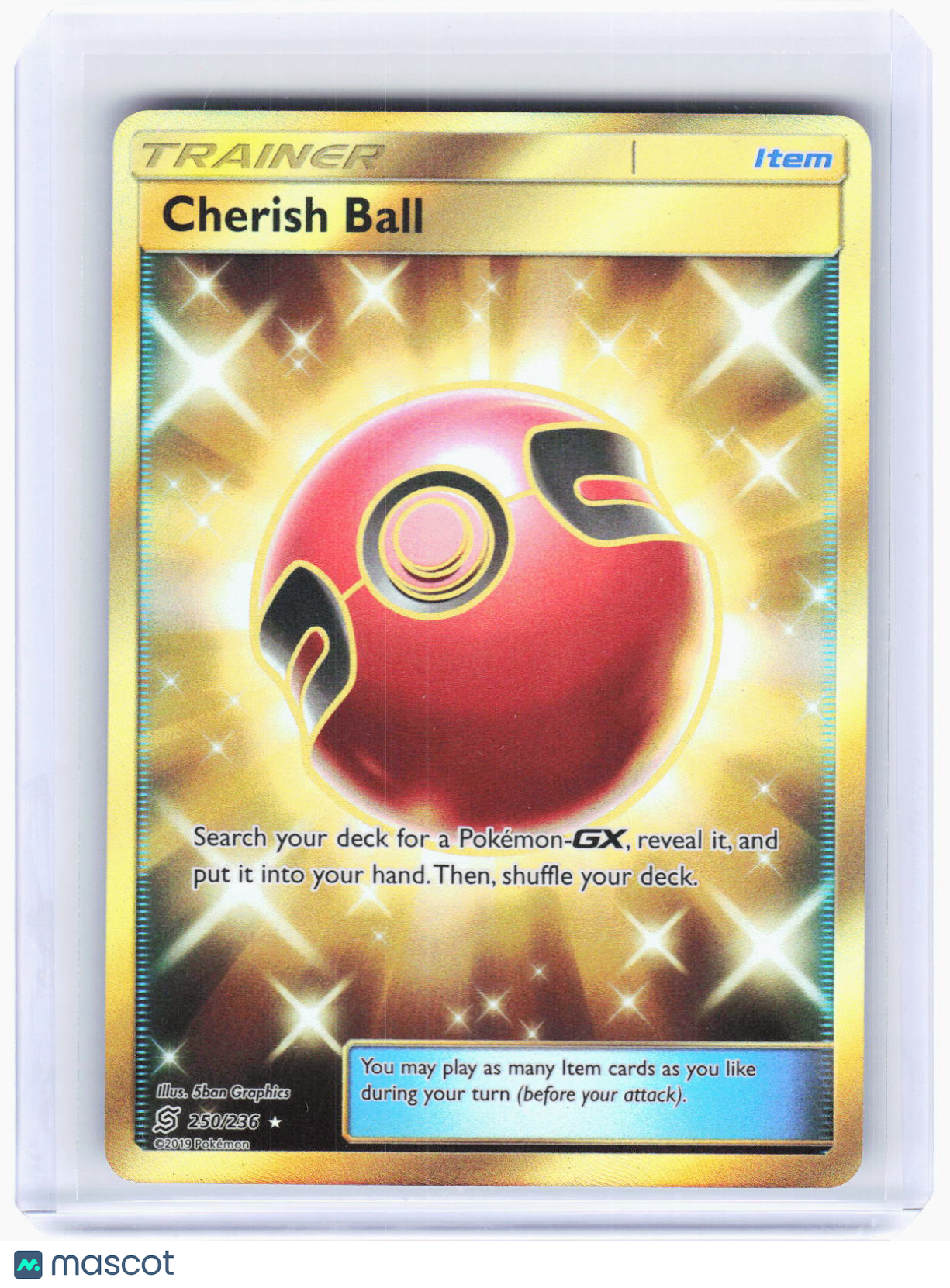2019 Pokemon—Cherish Ball (Secret) #250/236 Unified Minds—Secret Rare Gold