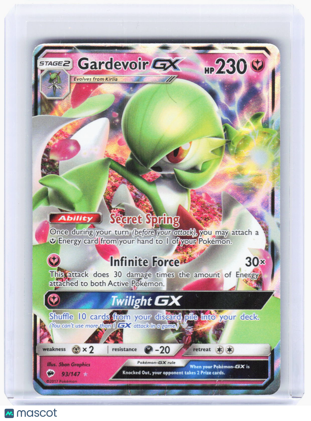 2017 Pokemon—Gardevoir GX #93/147 Burning Shadows—Ultra Rare Foil (Damaged)