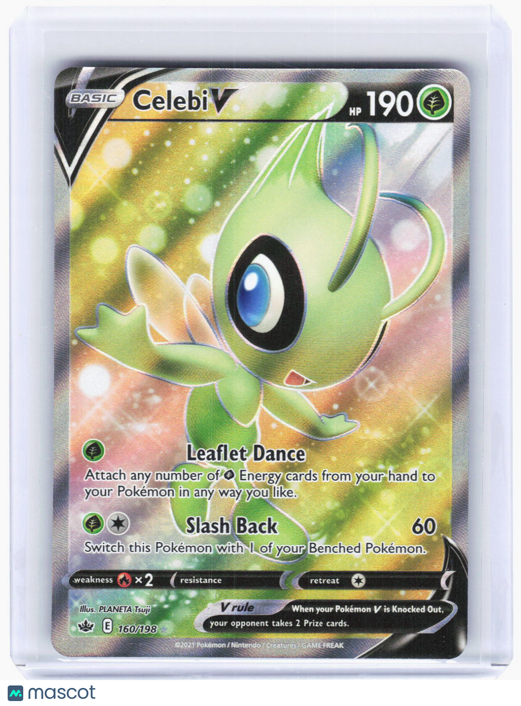 2021 Pokemon—Celebi V (Full Art) #160/198 Chilling Reign—Ultra Rare Foil (LP)