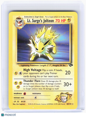 2000 Pokemon—Lt. Surge's Jolteon #28/132 Gym Challenge—Rare Non-Foil (HP)