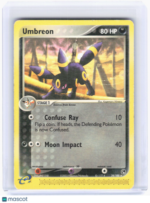 2003 Pokemon—Umbreon #24/100 EX Sandstorm—Rare Non-Foil (Damaged)