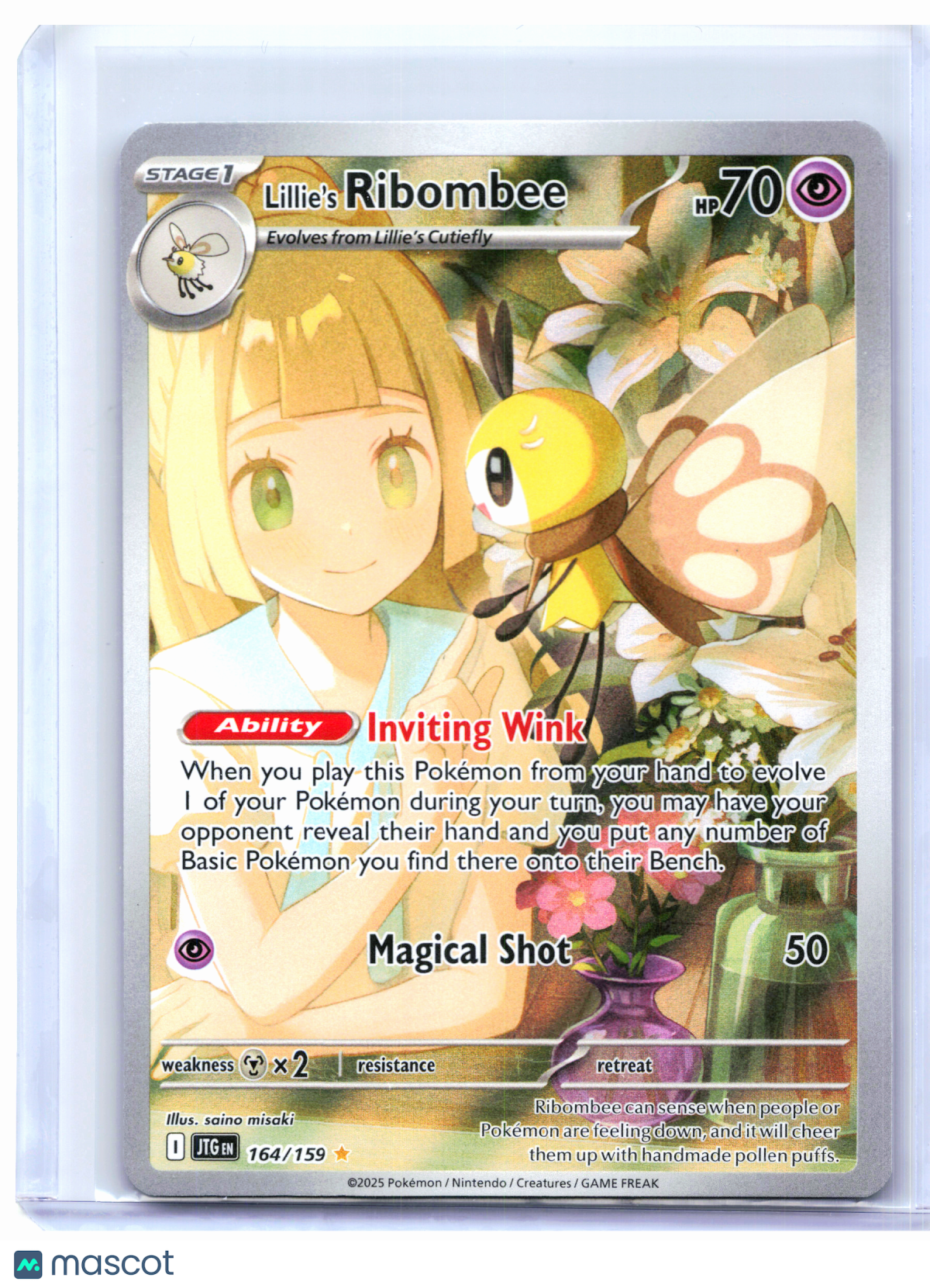 2025 Pokemon—Lillie's Ribombee #164/159 Journey Together—Illustration Rare Holo