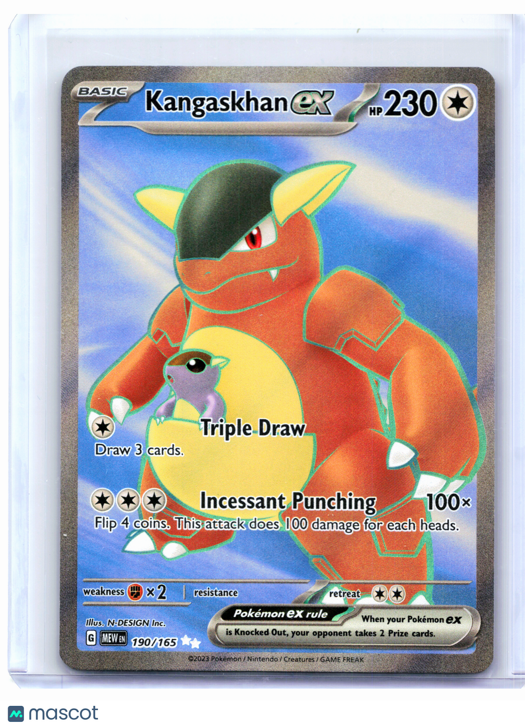 2023 Pokemon—Kangaskhan ex #190/165 Scarlet & Violet 151—Ultra Rare Holo