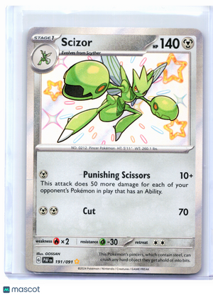 2024 Pokemon—Scizor #191/091 Paldean Fates—Shiny Rare Holo [Lightly Played]