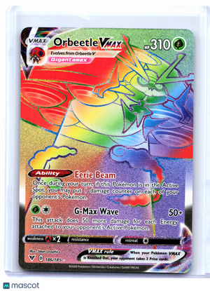 2020 Pokemon—Orbeetle VMAX #186/185 Vivid Voltage—Secret Rare Rainbow [MP]