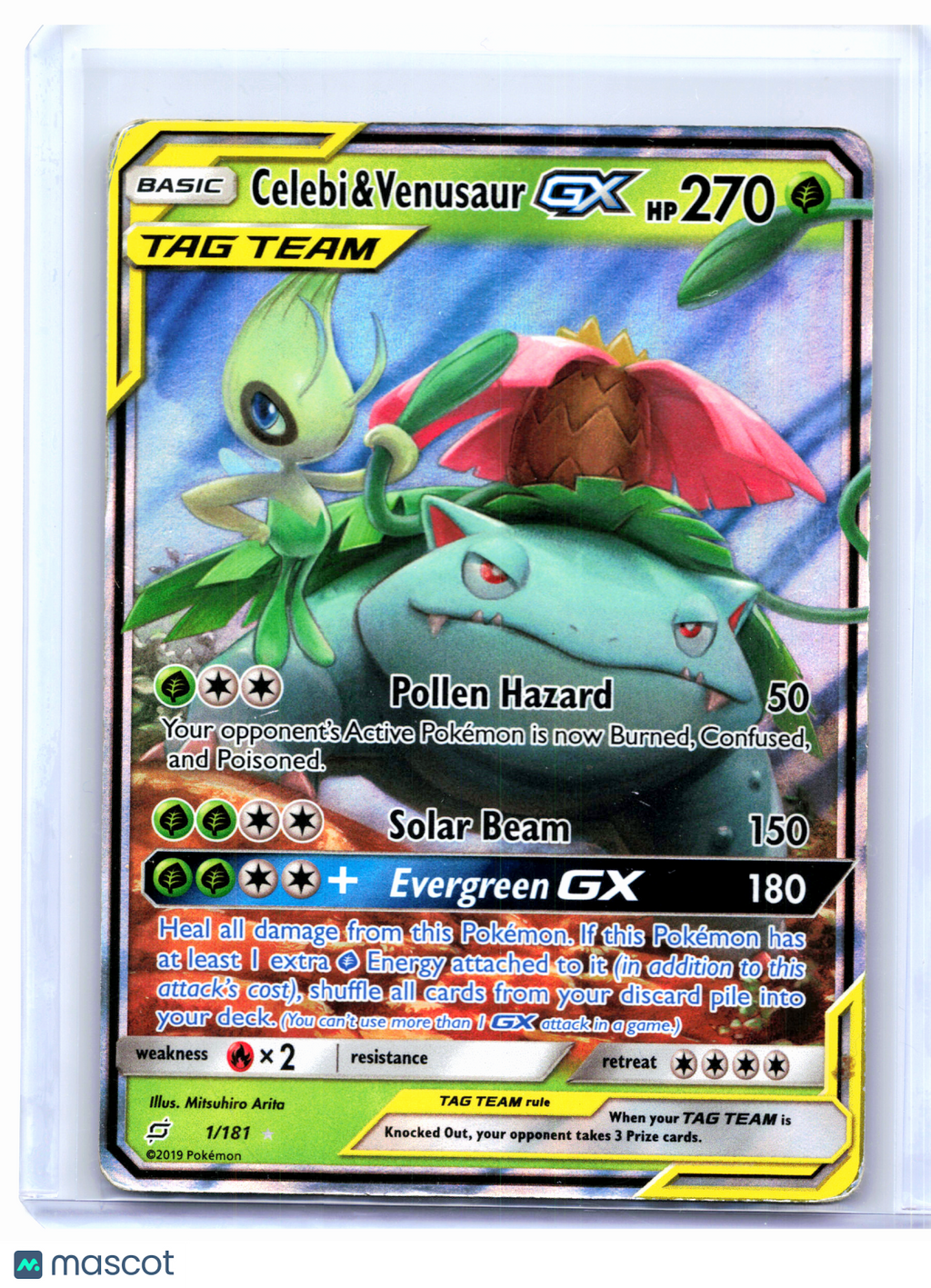 2019 Pokemon—Celebi & Venusaur GX #1/181 Team Up—Ultra Rare Holo [HP]