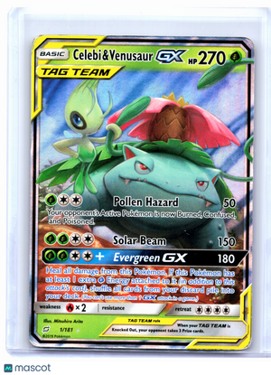 2019 Pokemon—Celebi & Venusaur GX #1/181 Team Up—Ultra Rare Holo [HP]