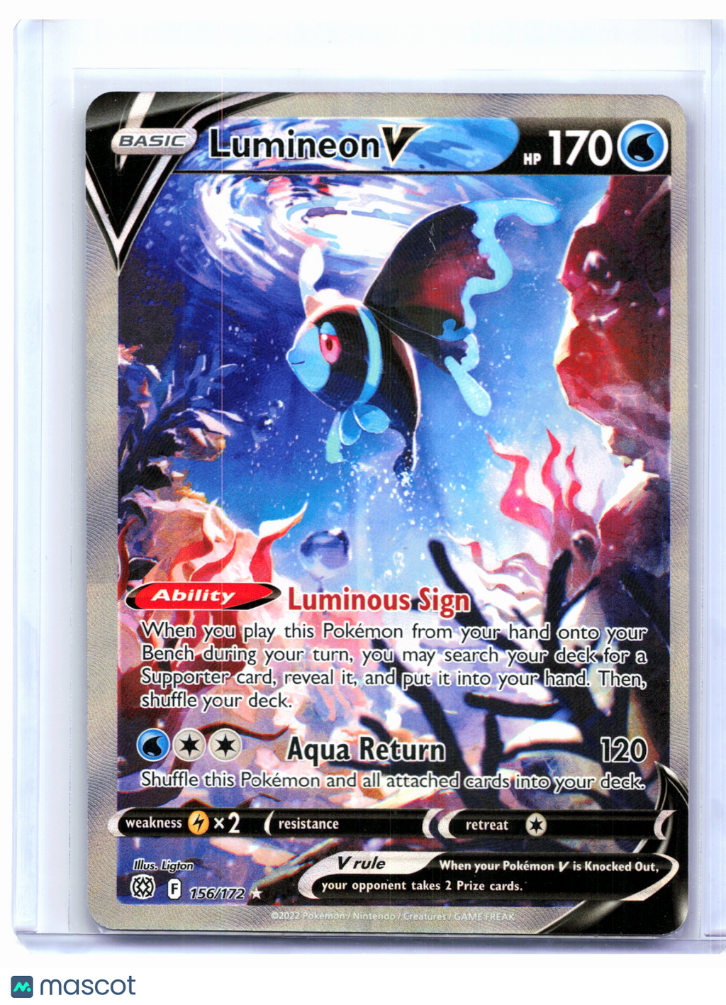 2022 Pokemon—Lumineon V #156/172 Brilliant Stars—Ultra Rare Holo [HP]