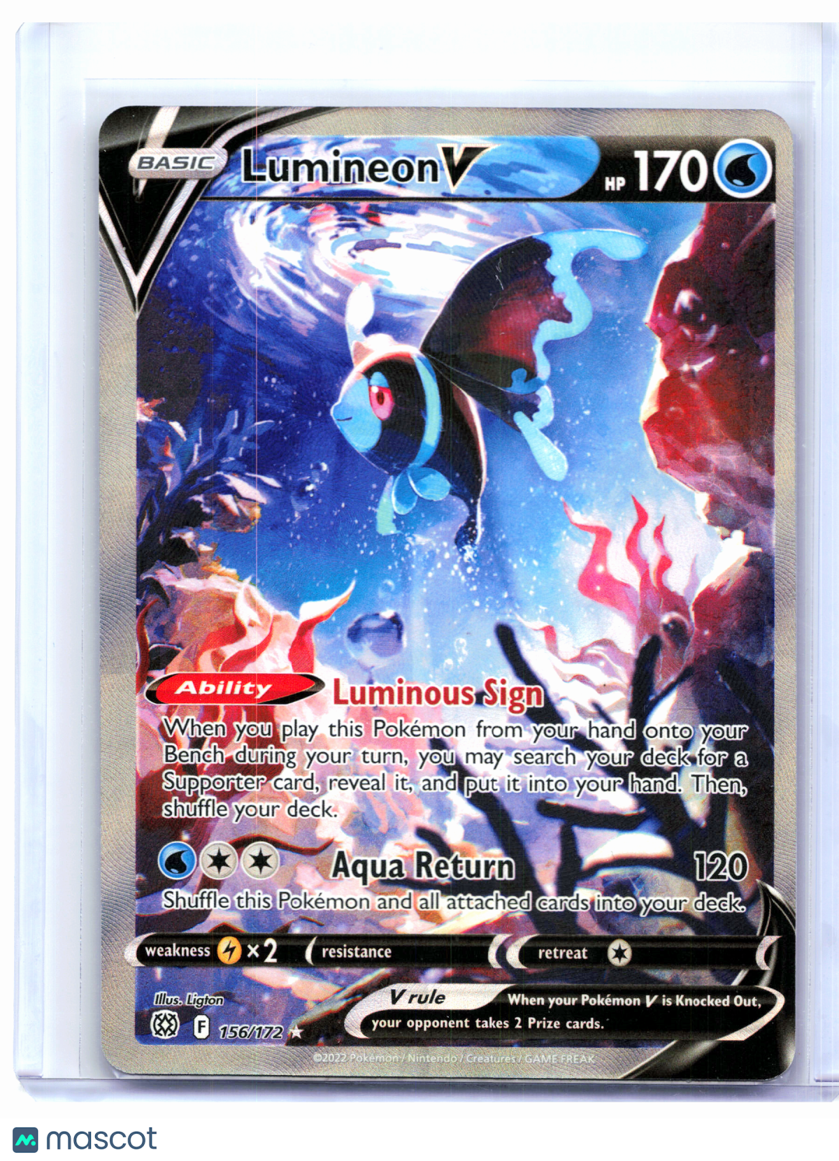 2022 Pokemon—Lumineon V #156/172 Brilliant Stars—Ultra Rare Holo [HP]