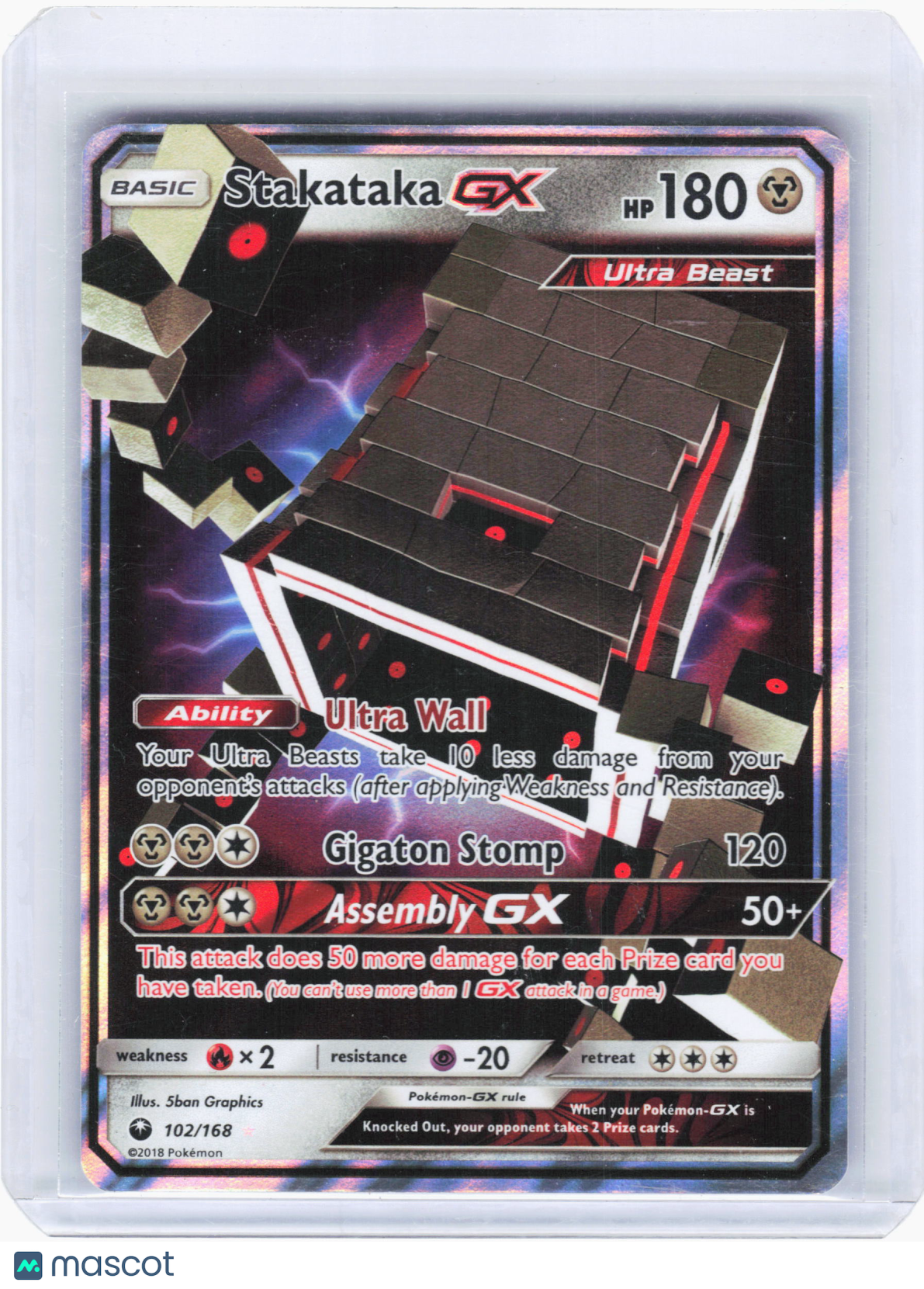 2018 Pokemon—Stakataka GX #102 Celestial Storm—Ultra Rare Holo [Lightly Played]