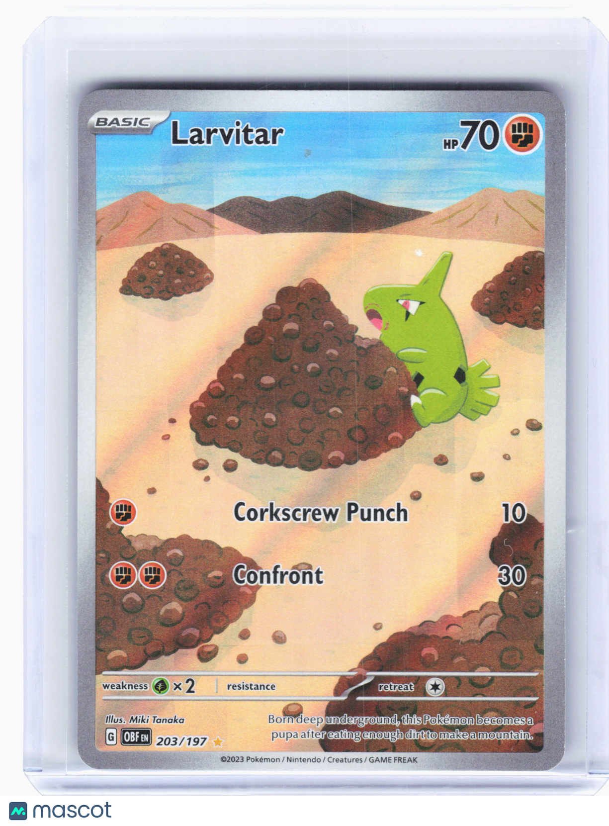 2023 Pokemon—Larvitar #203 Obsidian Flames—Illustration Rare Holo [Damaged]