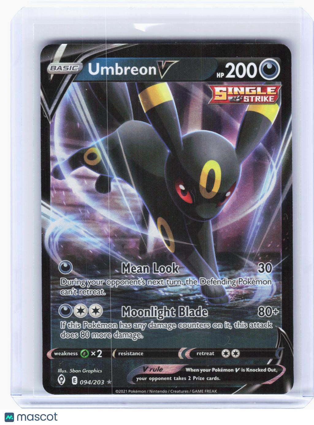 2021 Pokemon—Umbreon V #94 Evolving Skies—Ultra Rare Holo