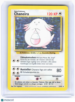 1999 Pokemon—Chansey #3/102 Base Set—Holo Rare Holo German (Damaged)