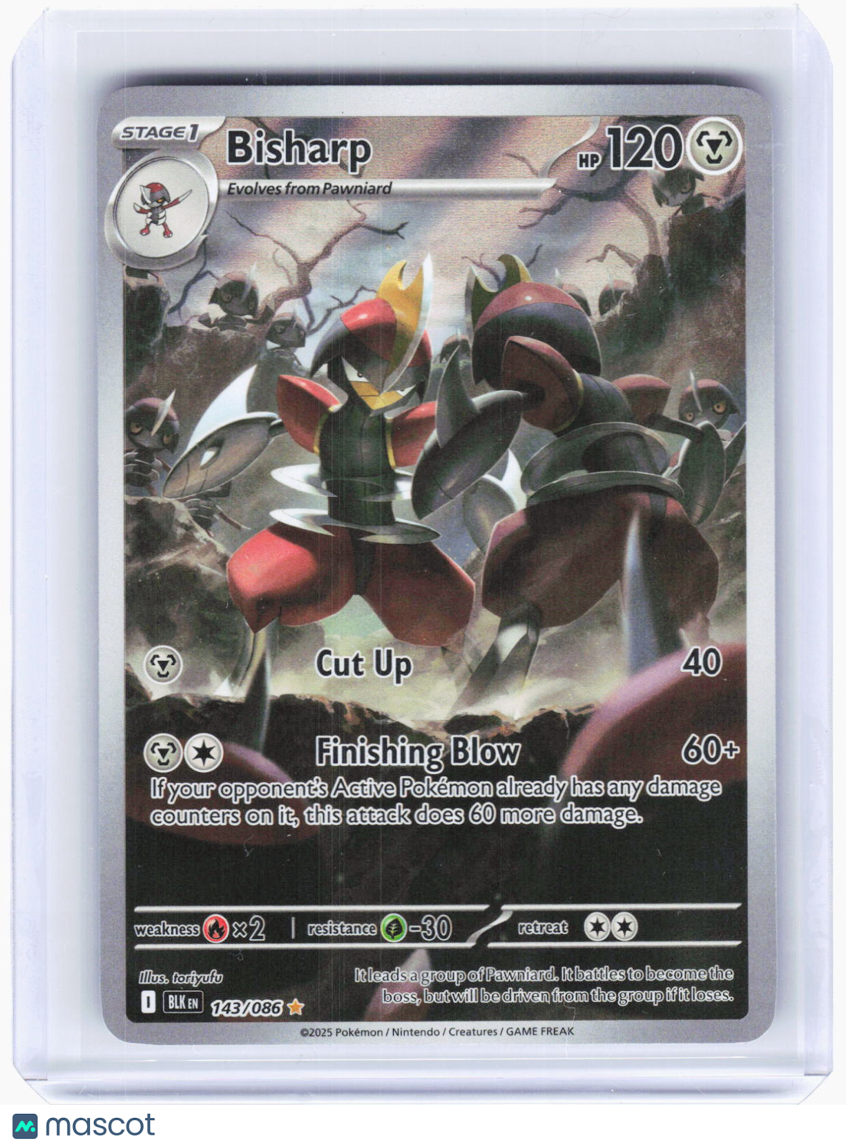 2025 Pokemon—Bisharp #143/86 Black Bolt—Illustration Rare Foil