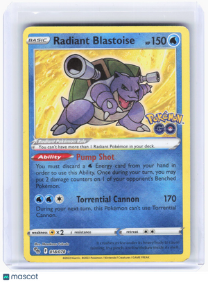 2022 —Radiant Blastoise #18/78 Pokemon GO—Radiant Rare Foil (Heavily Played)