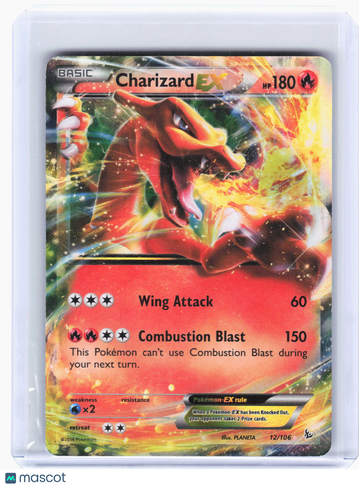 2014 Pokemon—Charizard EX #12 Flash Fire—Ultra Rare Holo [Damaged]