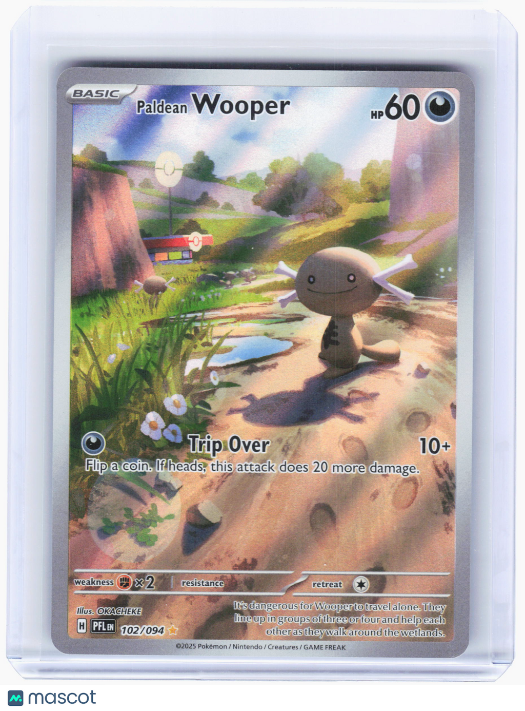 2025 Pokemon—Paldean Wooper #102 Phantasmal Flames—Illustration Rare Holo