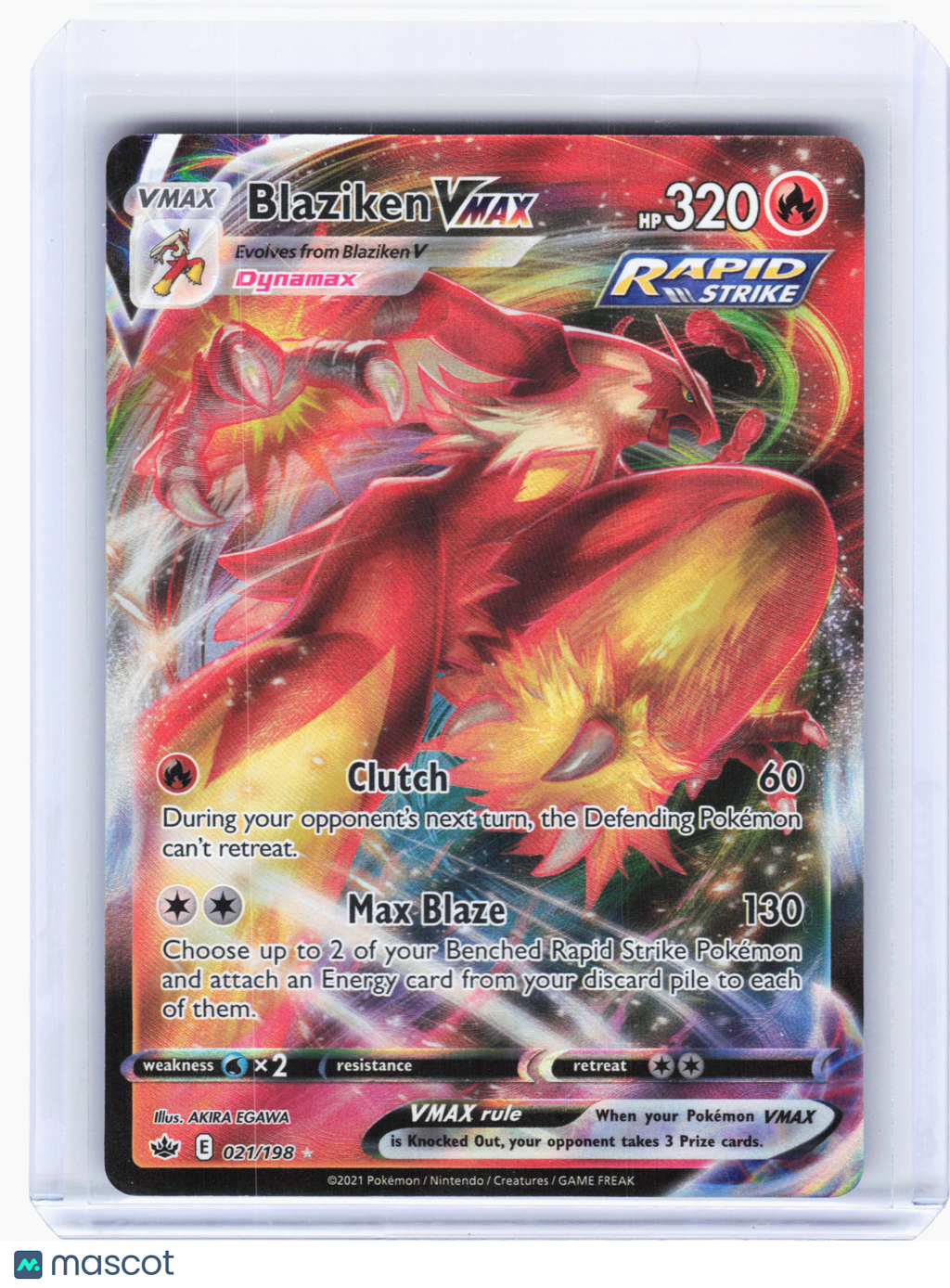 2021 Pokemon—Blaziken VMAX #21 Chilling Reign—Ultra Rare Holo