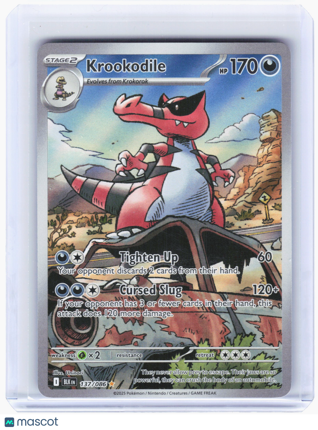 2025 Pokemon—Krookodile #137 Black Bolt—Illustration Rare Holo
