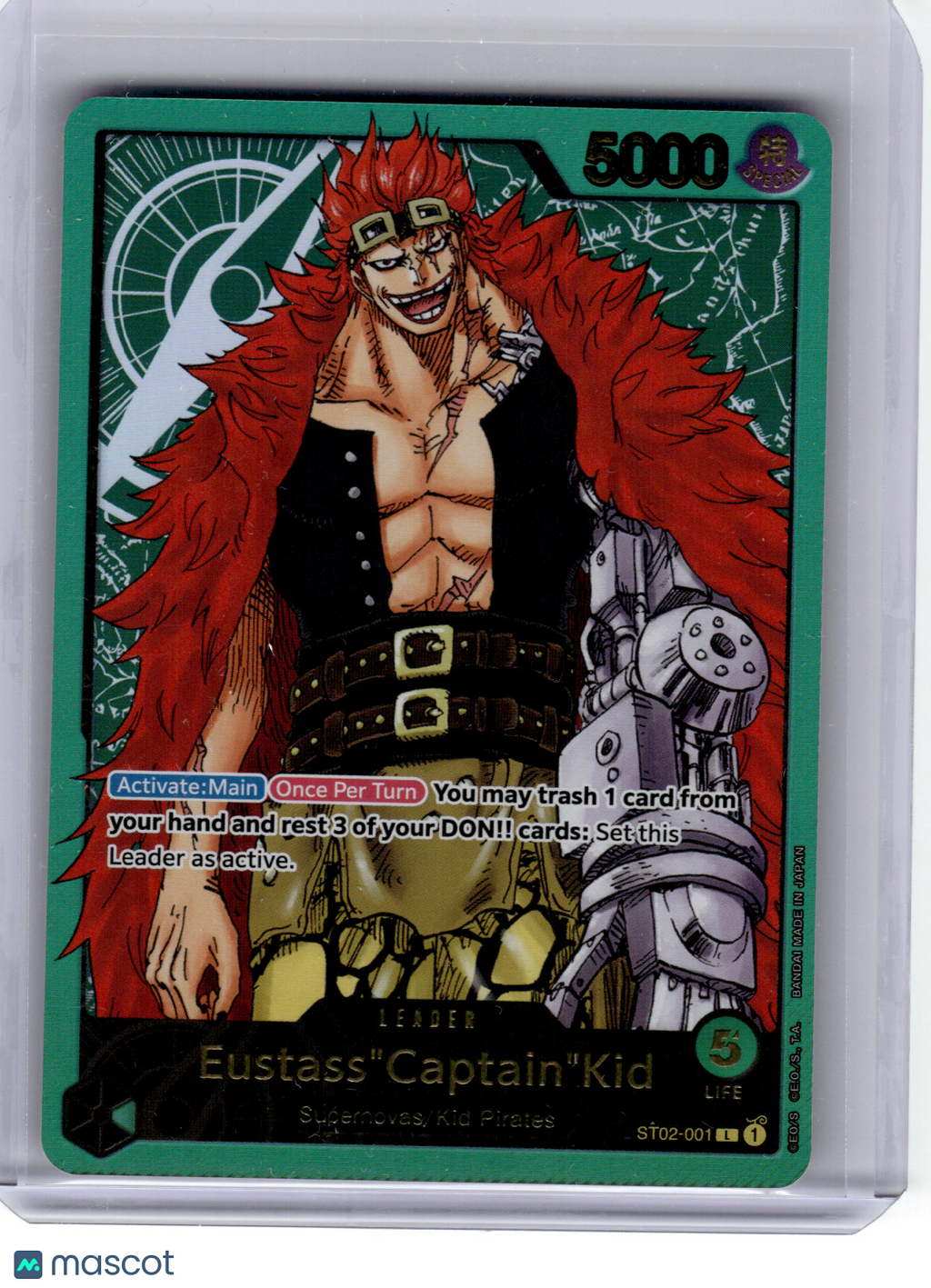2024 One Piece CCG—Eustass "Captain" Kid #ST02-001 Leader Collection—Leader Foil