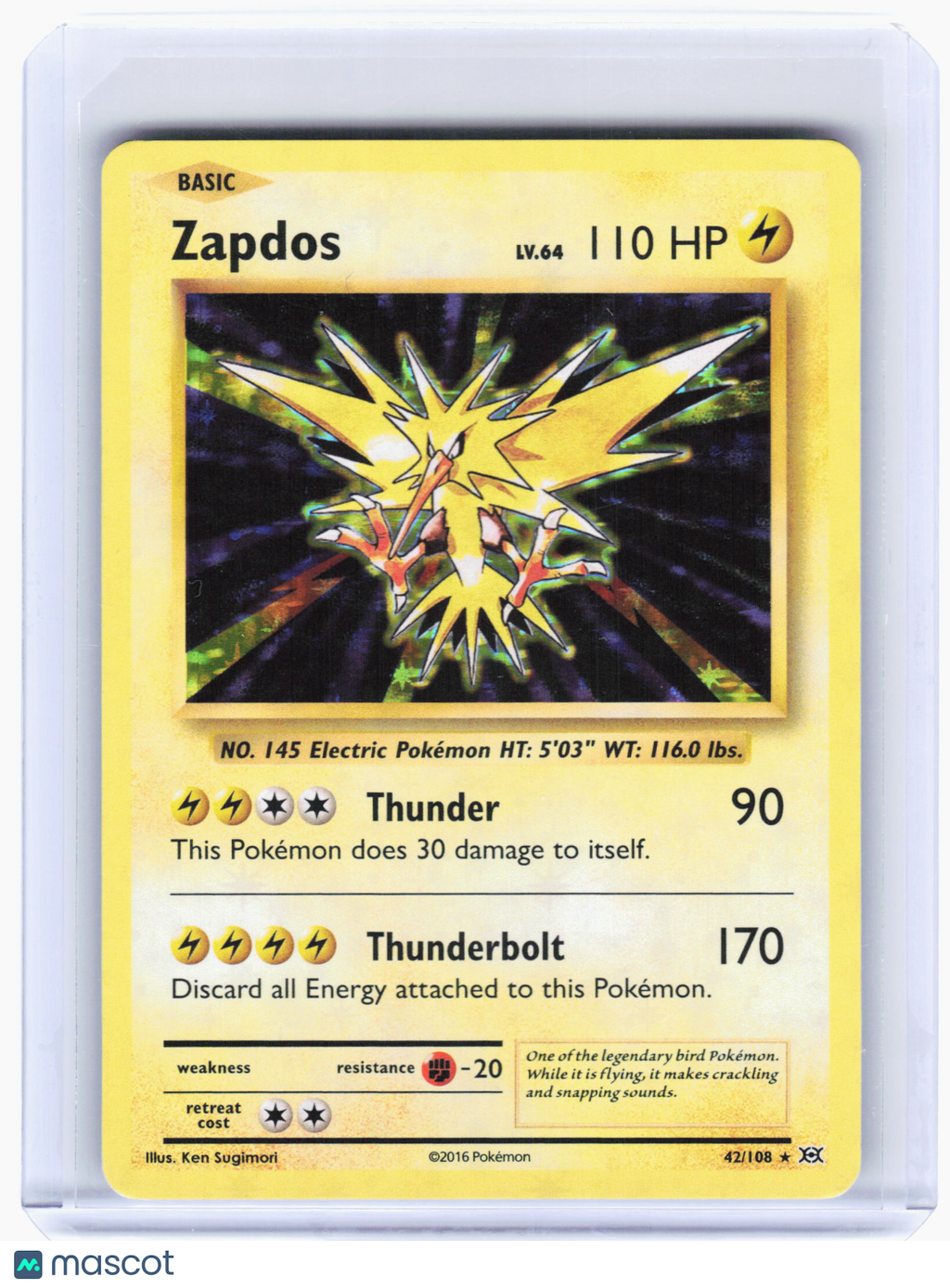 2016 Pokemon—Zapdos #42 Evolutions—Holo Rare [Lightly Played]