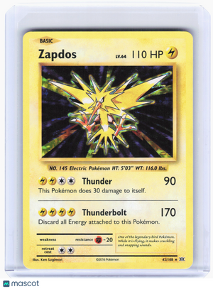 2016 Pokemon—Zapdos #42 Evolutions—Holo Rare [Lightly Played]