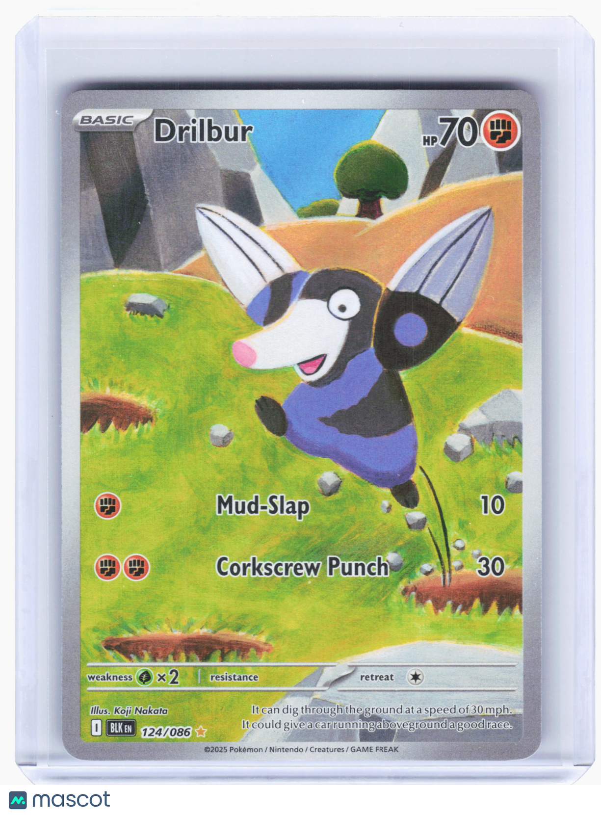 2025 Pokemon—Drilbur #124 Black Bolt—Illustration Rare Holo [Lightly Played]