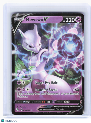 2022 Pokemon—Mewtwo V #30 GO—Ultra Rare Holo