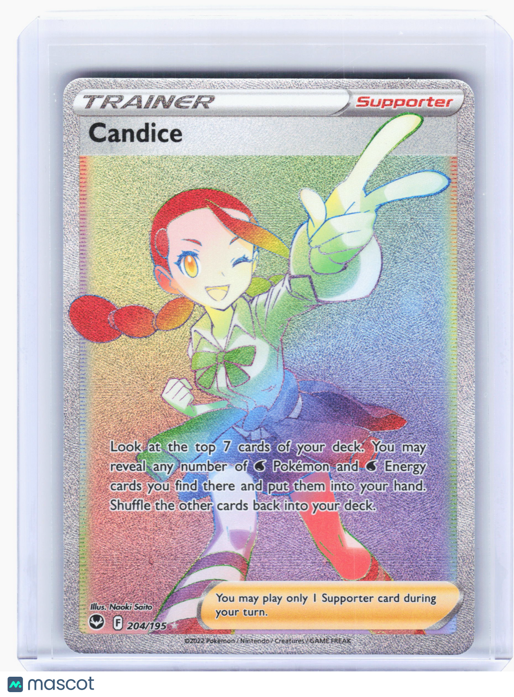 2022 Pokemon—Candice #204 Silver Tempest—Secret Rare Rainbow