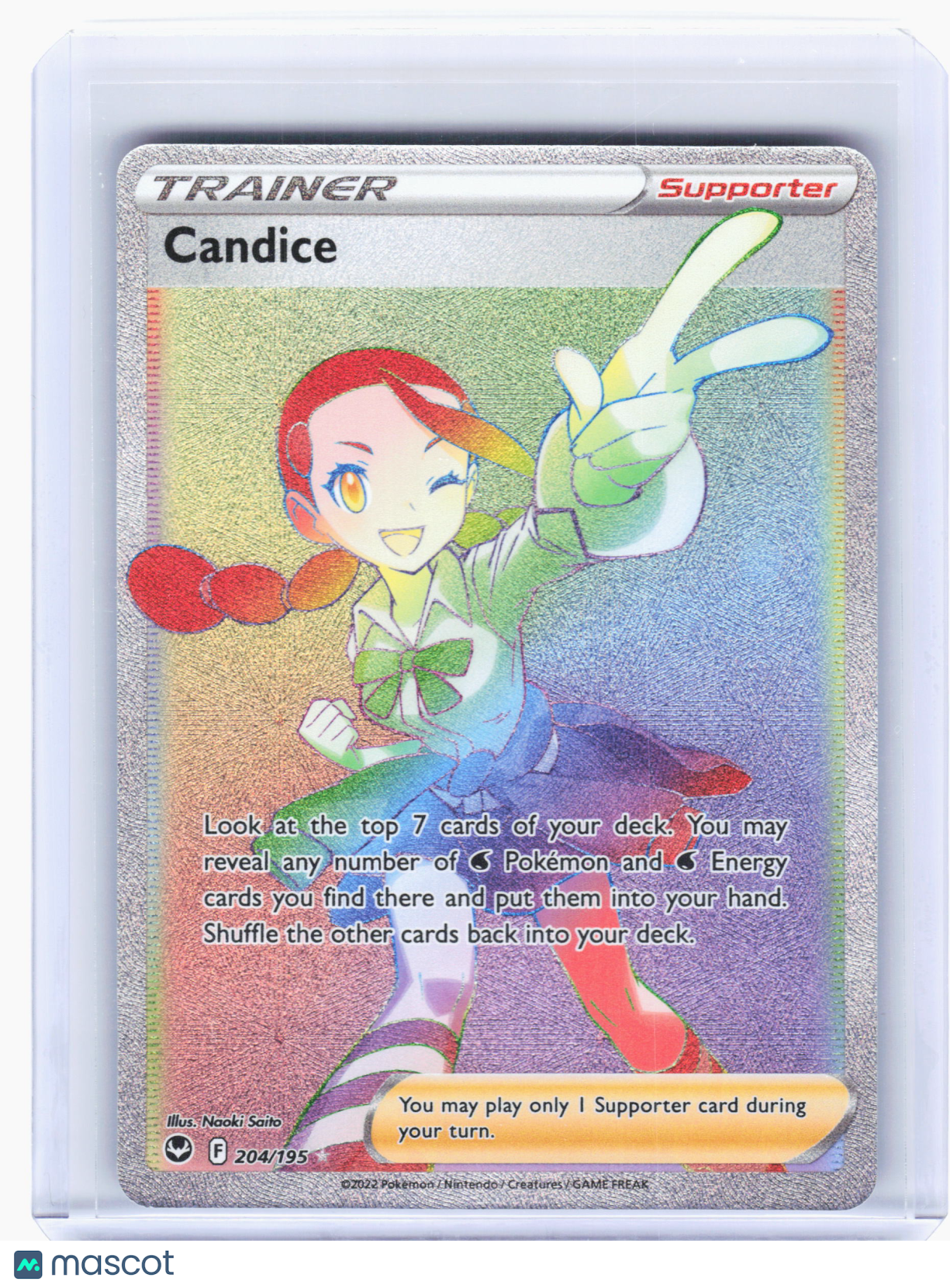 2022 Pokemon—Candice #204 Silver Tempest—Secret Rare Rainbow