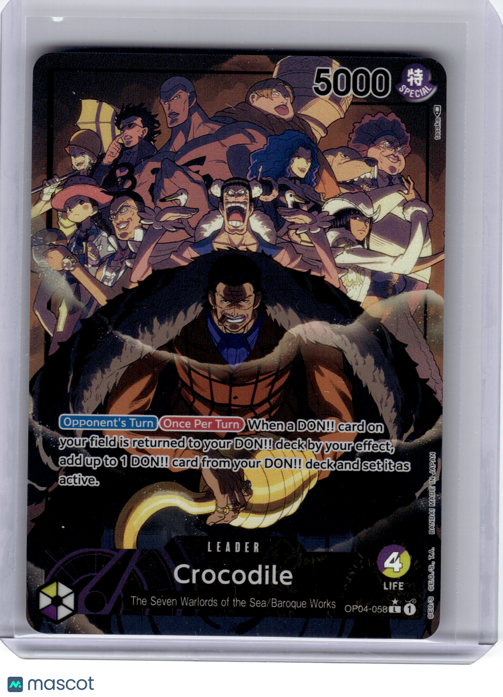 2023 One Piece CCG—Crocodile #OP04-058 Kingdoms of Intrigue—Leader Foil