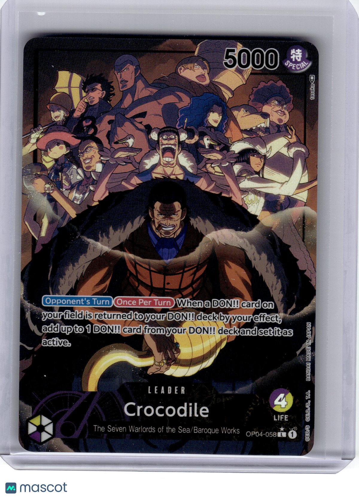2023 One Piece CCG—Crocodile #OP04-058 Kingdoms of Intrigue—Leader Foil