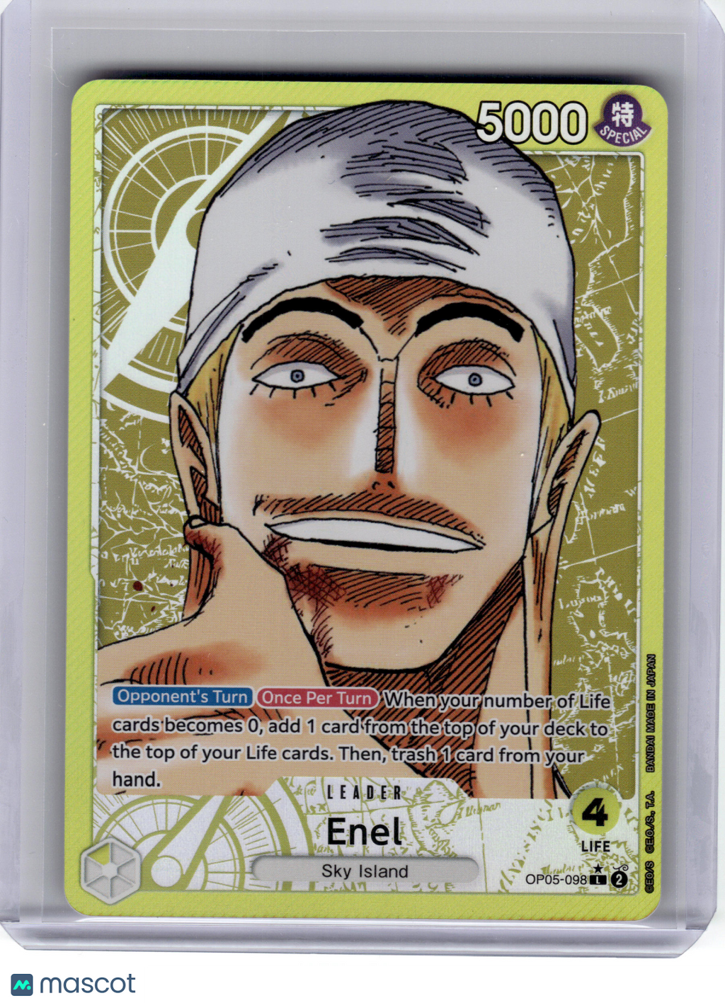 2023 One Piece CCG—Enel #OP05-098 Awakening of the New Era—Leader Foil (Alt Art)