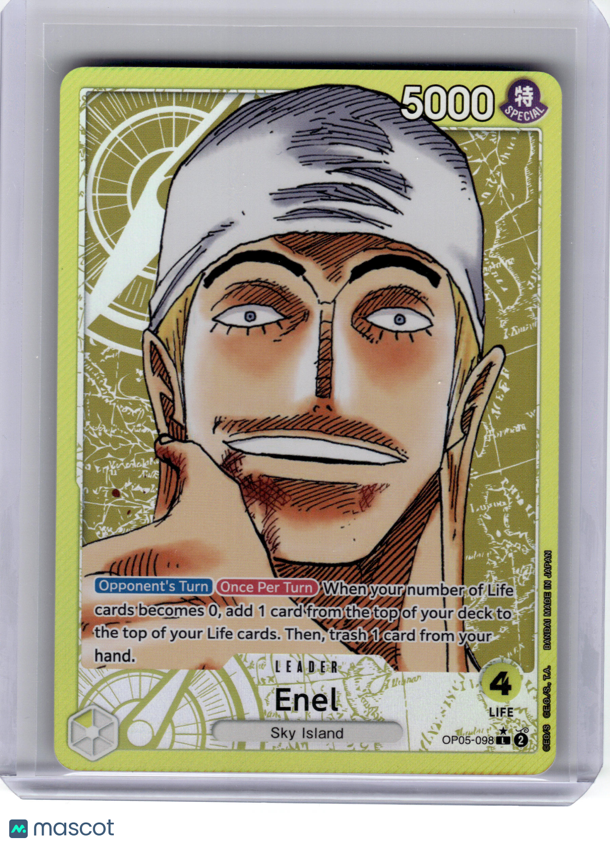 2023 One Piece CCG—Enel #OP05-098 Awakening of the New Era—Leader Foil (Alt Art)