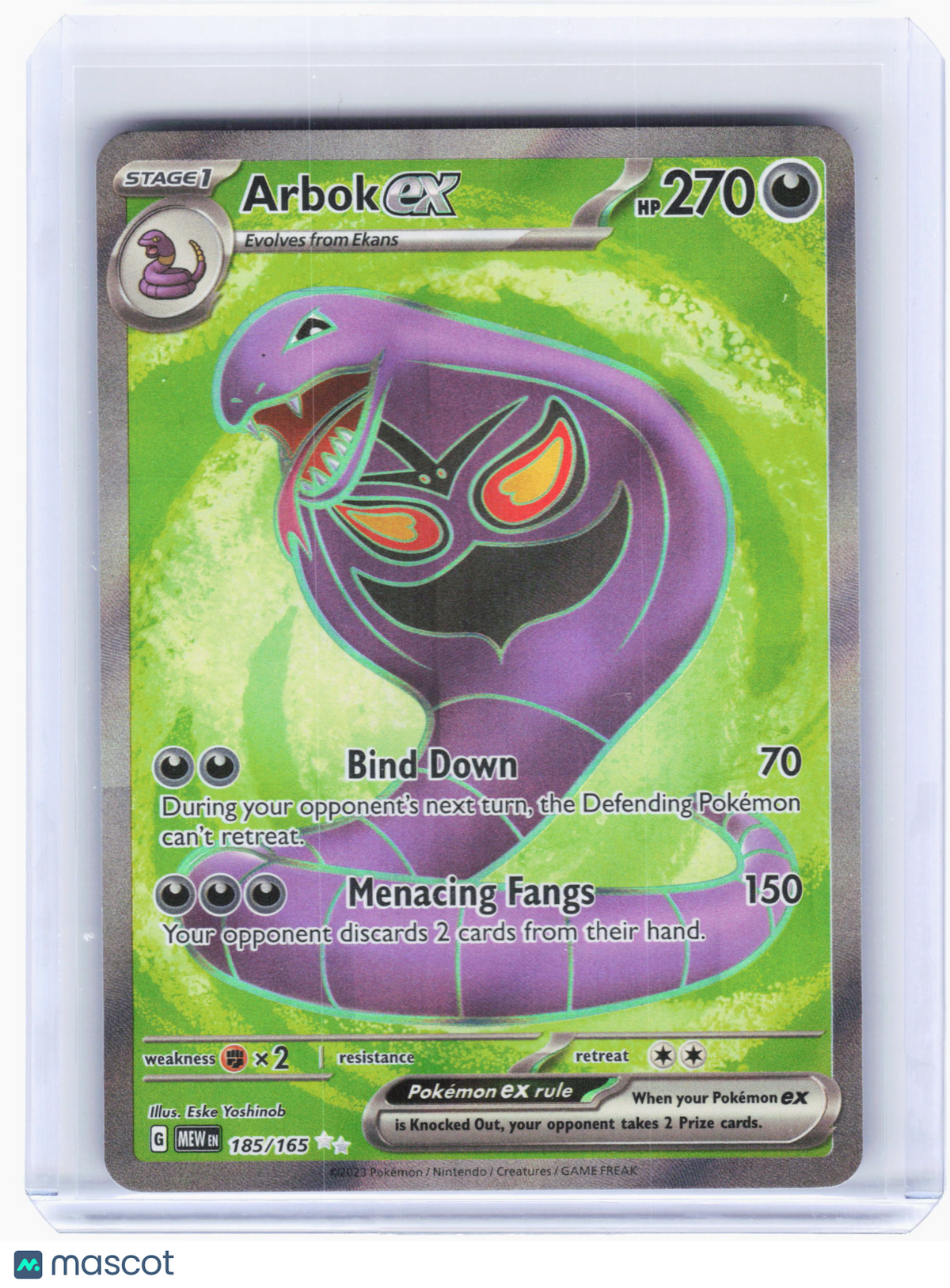 2023 Pokemon—Arbok ex #185 Scarlet & Violet 151—Ultra Rare Holo