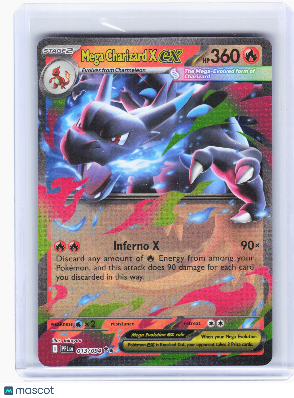 2025 Pokemon—Mega Charizard X ex #13 Phantasmal Flames—Double Rare Holo