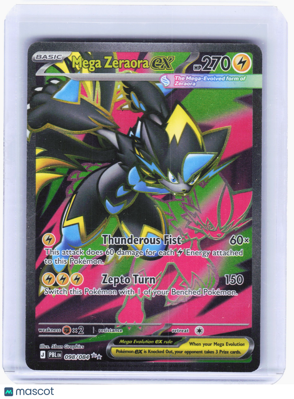 2026 Pokemon—Mega Zeraora ex #98 Pitch Black—Ultra Rare Holo