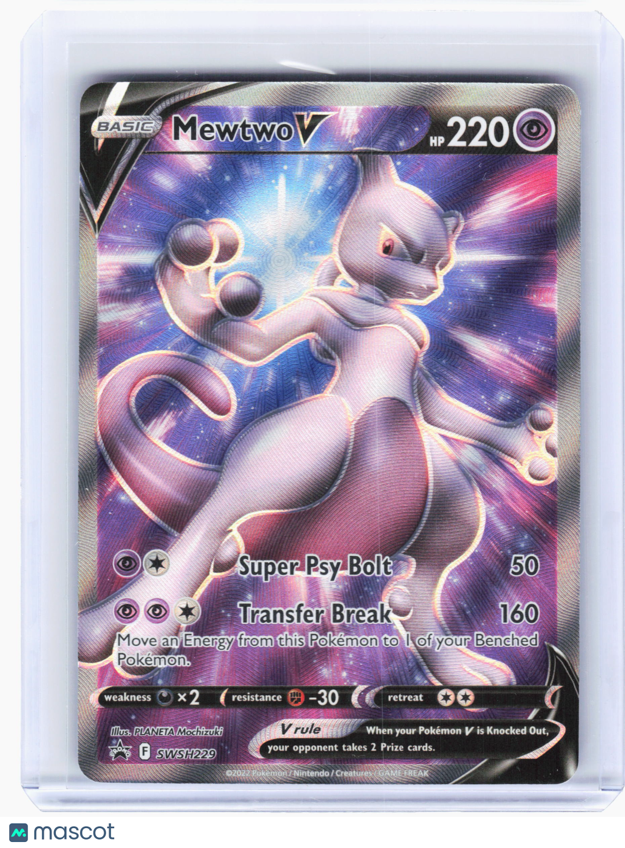 2022 Pokemon—Mewtwo V #229 Sword & Shield Promo Cards—Black Star Promo Holo
